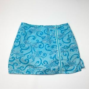 Women’s Lilly Pulitzer Fish Print Mini Skirt W/Shorts Size 4
